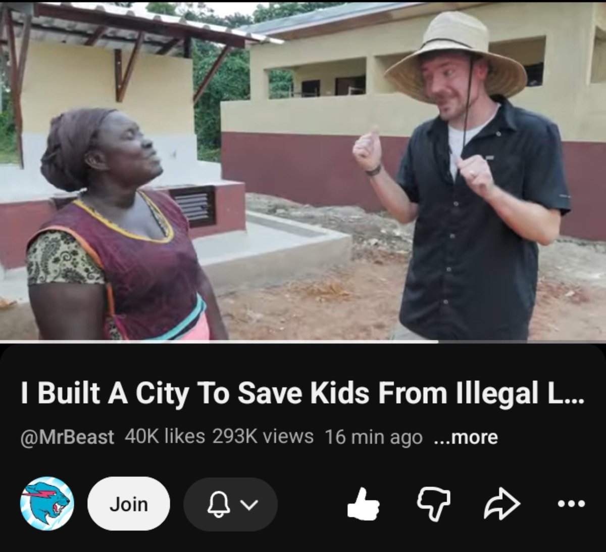 Zyxervz's tweet photo. This is genuinely the best Mr beast video I've watched.
Mr Beast transformed a village of kids without proper education, forced to do illegal labor, He  built new houses , modern schools plus feeding for 5 years , new houses for teachers..

I'm proud of you Jimmy🤍🤍🤍 https://t.co/fvYNxMNTxY