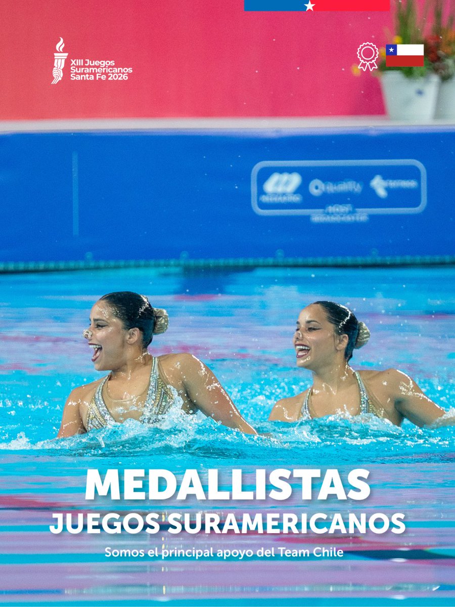 INDChileOficial's tweet photo. ¡HERMANAS DE ORO! 🥇🇨🇱

Trinidad y Soledad García 👯‍♀️ brillaron en Santa Fe 🇦🇷 y conquistaron el primer lugar para el Team Chile en el dueto de natación artística 🏊‍♀️✨.

¡Tremendas 🔥! https://t.co/xqHm1b7nkj