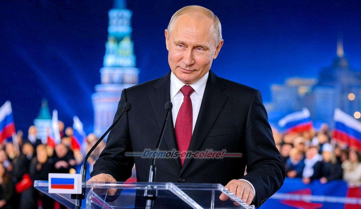 26enColere's tweet photo. Vladimir POUTINE réagit au DISCOURS du Président FRANÇAIS...

-" Mais comment pourrais-je être une «MENACE» pour votre NATION: 
    Pour çà, vous avez déjà «MACRON»...!!!" https://t.co/f4SRzKuw3M