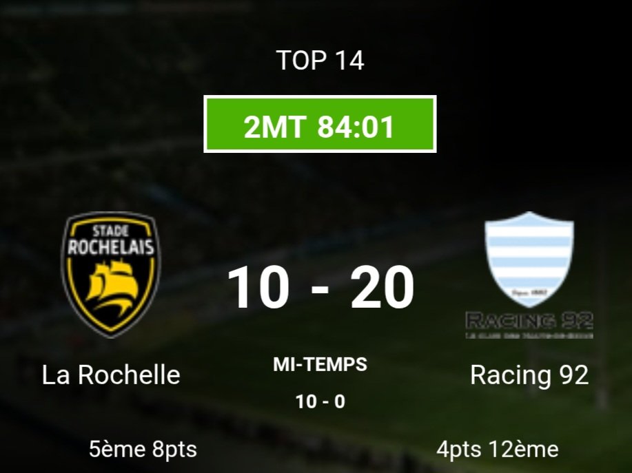 ActuR92's tweet photo. Victoire du @racing92 sur la Rochelle.
Bel état d'esprit de l'équipe, 1 bien meilleure discipline défensive. Un bon match des avants aujourd'hui.
Victoire méritée qui fait bien plaisir.
#Racingfamily #rugby #top14 #SRR92 https://t.co/UiMHv3gi7w