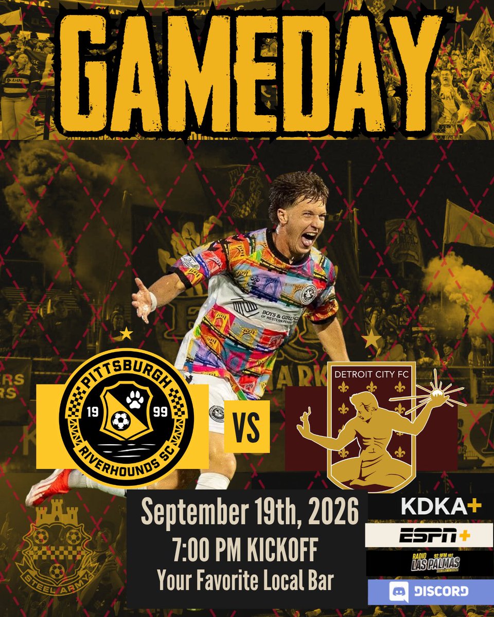 SteelArmy's tweet photo. GAMEDAY!

The boys are in Michigan for a big six pointer against Private Equite FC.

There's a van en route from The Fort to Hamtramck and other members coming from all points of the country for a proper away day.

Home playoff push starts tonight.

#UNLEASH https://t.co/wbTlLHSBWV