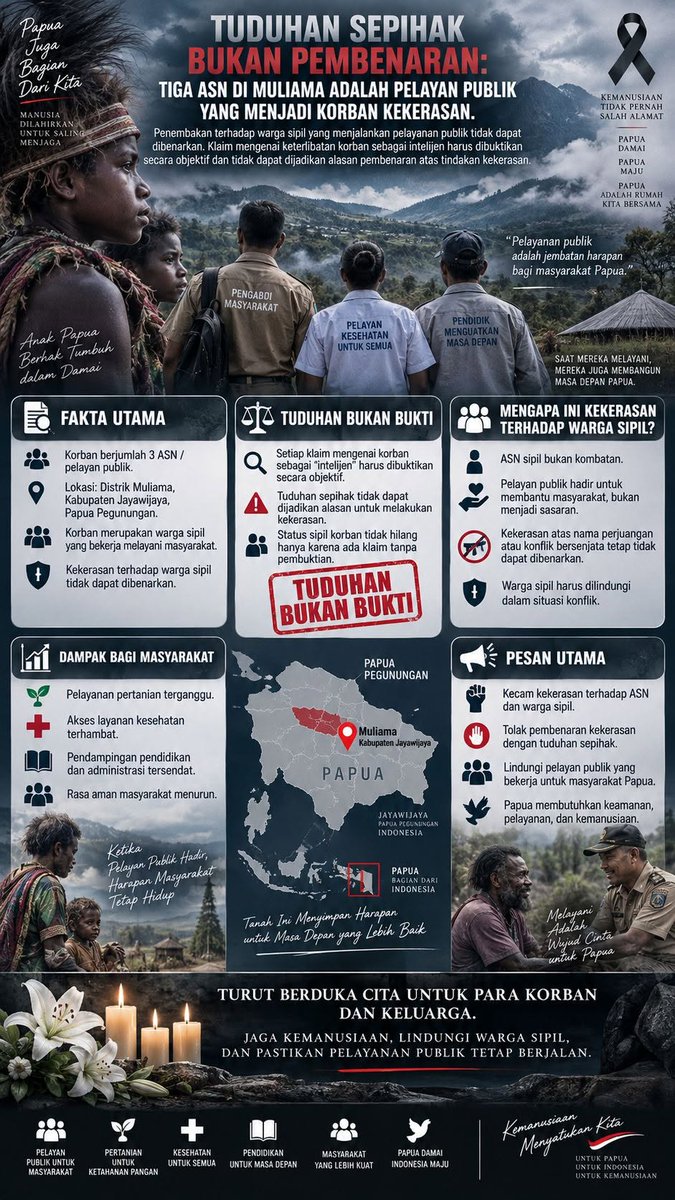 nikiastriaaa's tweet photo. Jangan mudah terpancing oleh informasi yang mengundang ketakutan atau keresahan. Mari bersama memastikan setiap kabar mengenai situasi Papua memiliki sumber dan fakta yang jelas. Tolak penyebaran informasi yang belum terverifikasi dan tetap bijak dalam bermedia sosial. https://t.co/g8mn5SkRkp