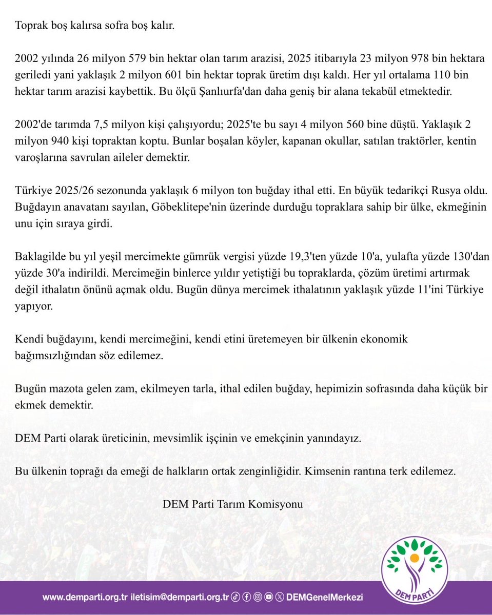 DEMekoloji's tweet photo. EKONOMİK KRİZ ÇİFTÇİYİ BİTİRİYOR! 
Çiftçi ‘artık ekemeyeceğim’ diyor. Küçük çiftçinin ayakta kalması için önlemler alınmalı. Üreticinin, mevsimlik işçinin ve doğanın hakkını savunuyoruz! 

Toprak boş kalırsa sofra boş kalır! https://t.co/GYsxKjFKj1