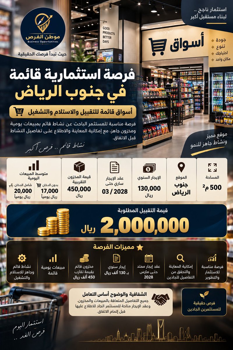 Riyadh20308's tweet photo. فرصة استثمارية 📌📌 https://t.co/qMgbIwanmo