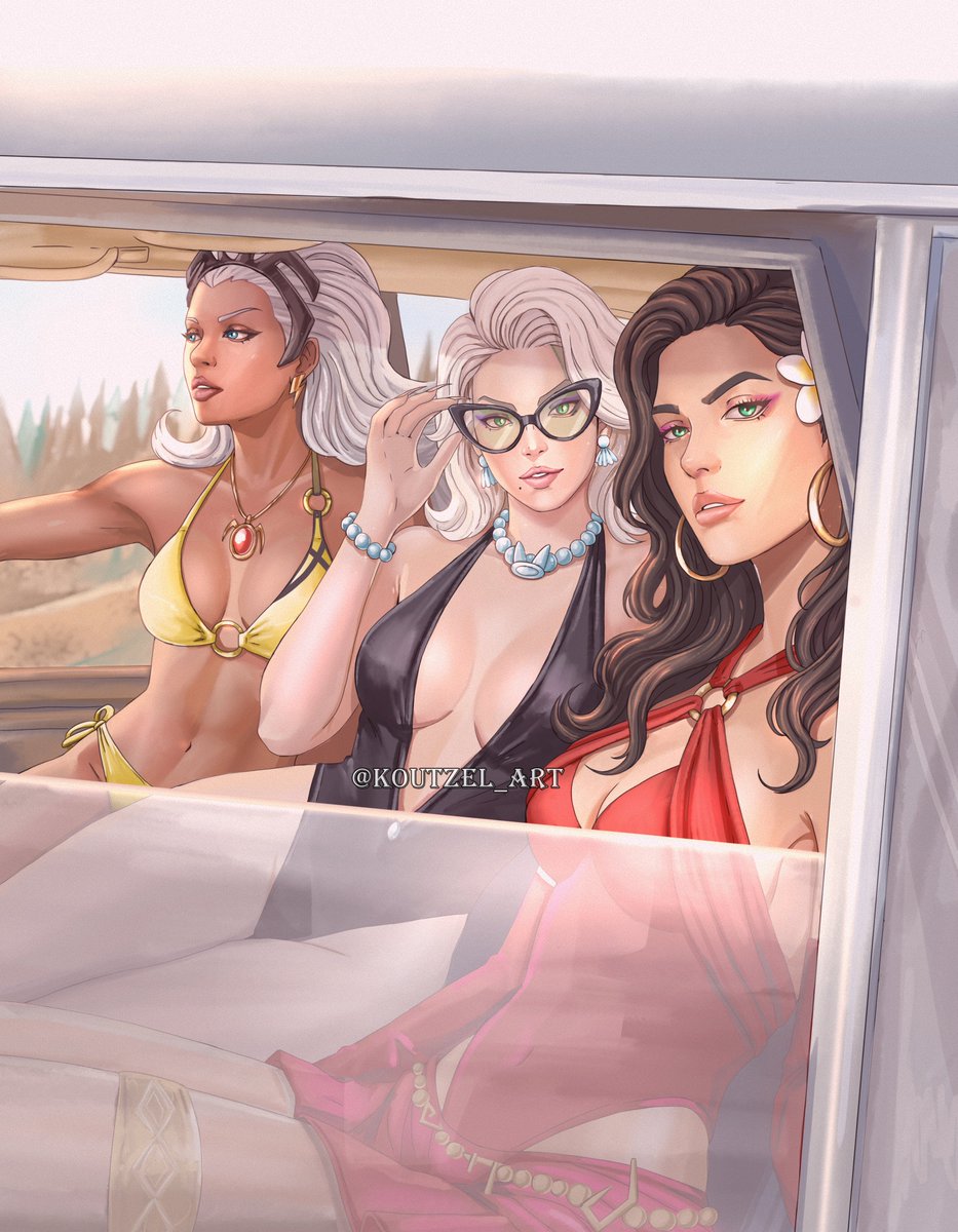 Koutzel_art's tweet photo. Drew Scarlet Witch, Blackcat &amp; Storm ⛱️. Hope y'all like it!!! #MarvelRivalsㅤ #scarletwitch #blackcat #storm #fypシviral https://t.co/yhIiKNPEJe