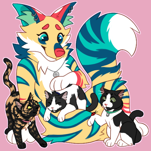 magicmudcat's tweet photo. Itty bitty chibi commission for @kaleidoscopial of her sona and three kitties! https://t.co/ztWK0TMhAP