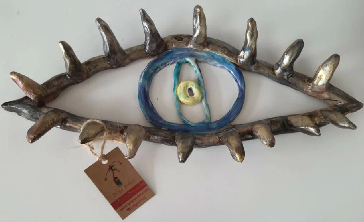 FannyKnapke's tweet photo. Style your home with handmade Evil Eye ceramic jewelry wall art. Traditionally believed to protect against negative energy, it also symbolizes good luck. Discover more beautiful accessories from Bilge Sirket Ceramics Sculptures on https://t.co/Jqs7XeP04o
