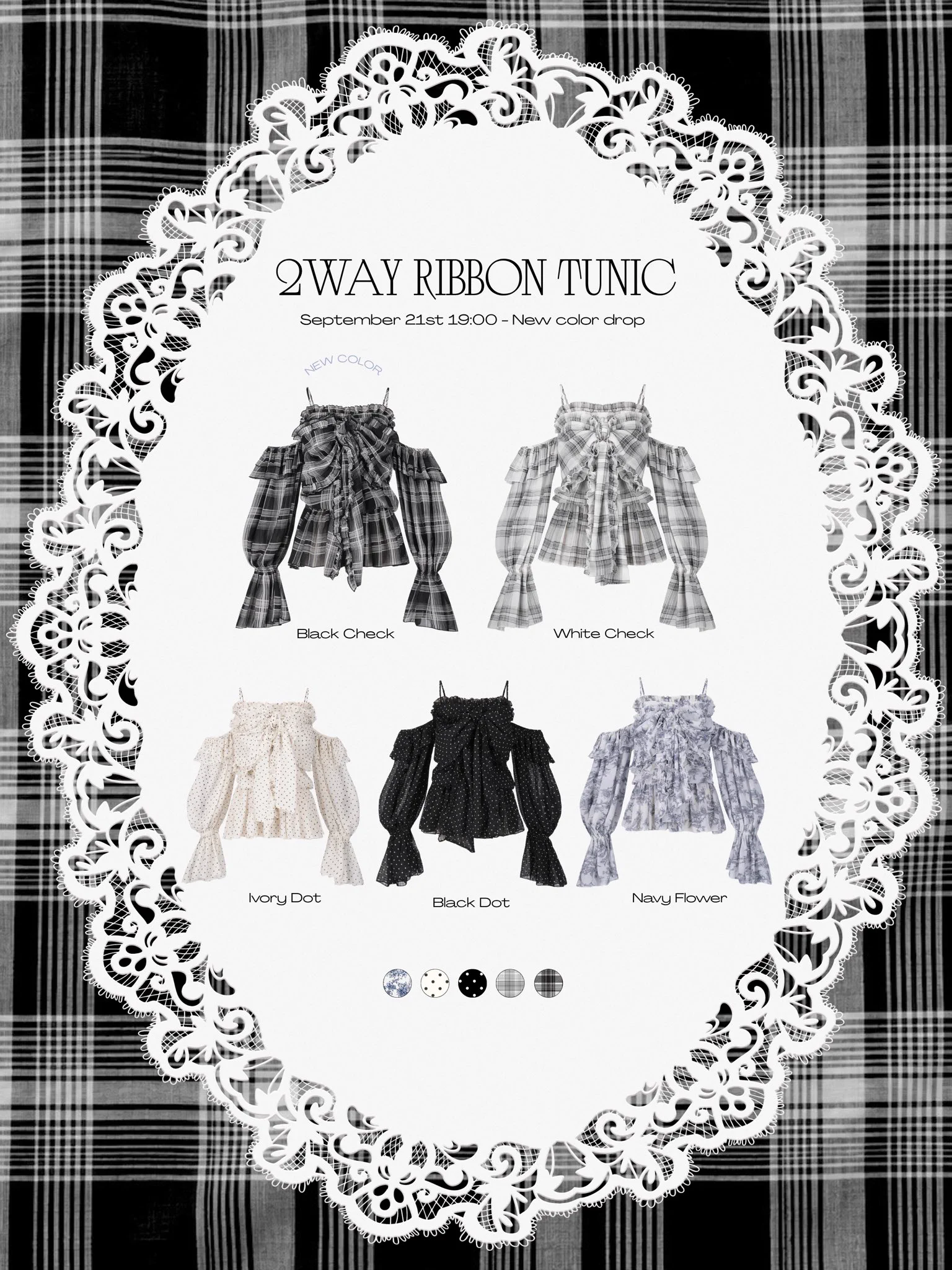 DeciCouture 2WAY RIBBON TUNIC IVORYDOT Deci Couture Déci Couture 