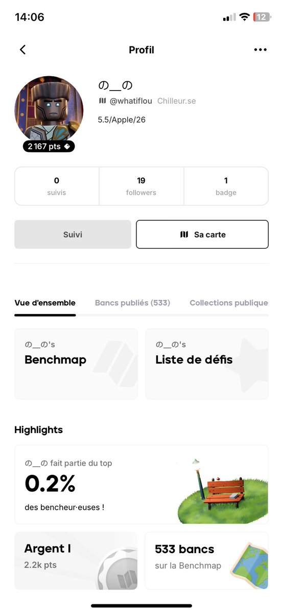 labenchmap's tweet photo. YOO NOUVELLE MAJ (IOS &amp; ANDROID)

🗺️ Amélioration de la map et des marqueurs de bancs (vert quand déjà benché, bleu quand c’est benché par vous)
👤 Nouvelle page profil 
🏆 Amélioration du leaderboard
😂 Ajout de nouvelles réactions dans le feed
🐛 Plusieurs bugs fixés https://t.co/UINhLBCzsM