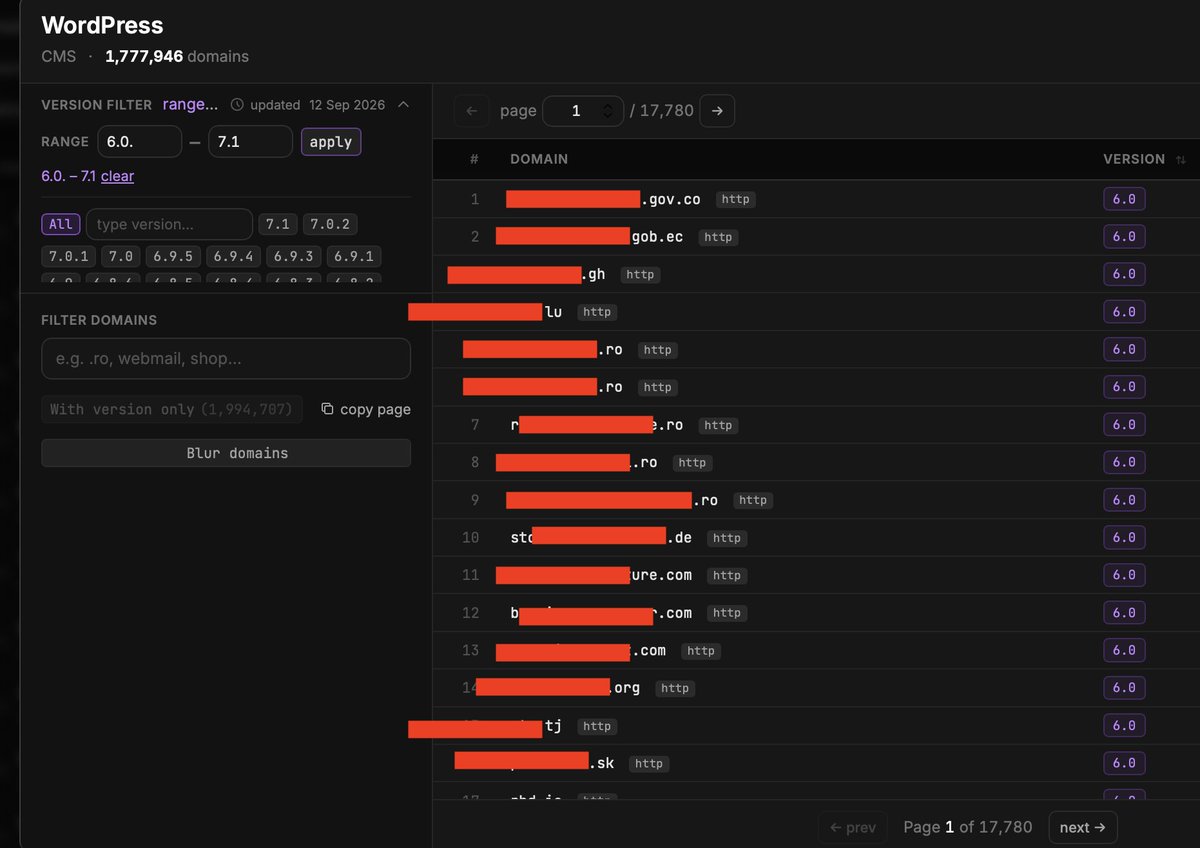 cyberatlas_ai's tweet photo. 🚨 CyberAtlas identified 1,777,999 websites running WordPress versions 6.0–7.1, which are affected by the recently disclosed Click2Shell vulnerability. WordPress fixed the issue in 7.1.1. 🔎 https://t.co/t54T6pOV8e #WordPress #Click2Shell https://t.co/PNdXcM1vNc