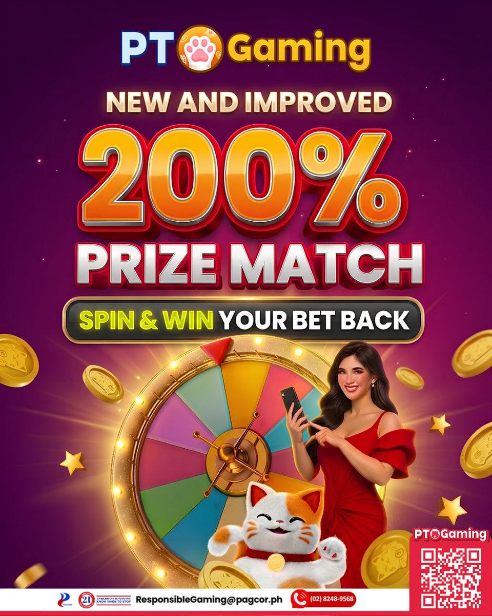 PTGamingph's tweet photo. MAS PINA-EXCITING ANG PANALO SA BAGONG 200% PRIZE MATCH BONUS!

Kumpletuhin ang required bet at puwedeng manalo ng up to ₱200,000! 💰

Ka-PT Gamers, ready ka na? Game na and spin your way to win!

💰 Get ₱2,980 new player bonus & 1.5% unlimited cashback +2% slot return
📲 Download now: https://t.co/gkkPuAdx1L

#PTGaming #No1LegitGamingPH #MostExclusiveGamePH