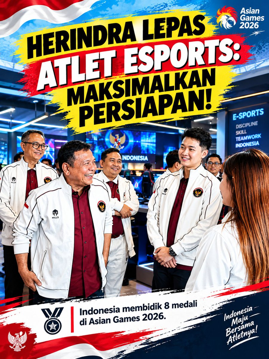 KicauGaruda0's tweet photo. SAATNYA BUKTIKAN KEKUATAN GARUDA!

Dukungan penuh sponsor &amp; publisher mengalir! Ketum PB ESI M. Herindra pimpin pelepasan timnas esports ke Asian Games 2026.

Fisik, mental, dan emosi wajib dijaga demi puncaki podium!
#JagaIndonesia #eSports #IndonesiaJuara #PBESI #AsianGames https://t.co/jDKFMIW8oM