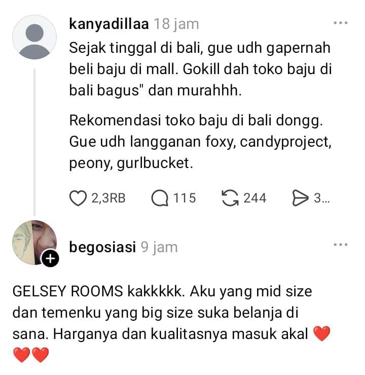finkyy_3's tweet photo. KAKKK, MAKASIH YA UDAH NGASIH TAU TOKO INI😭
Aku baru tau kalo toko gelsey rooms  lengkap ada yang mid size dan big size. Ternyata pas dicari tau baju-baju disini bagus-bagus ya🥹 https://t.co/gXf2aDaKSQ