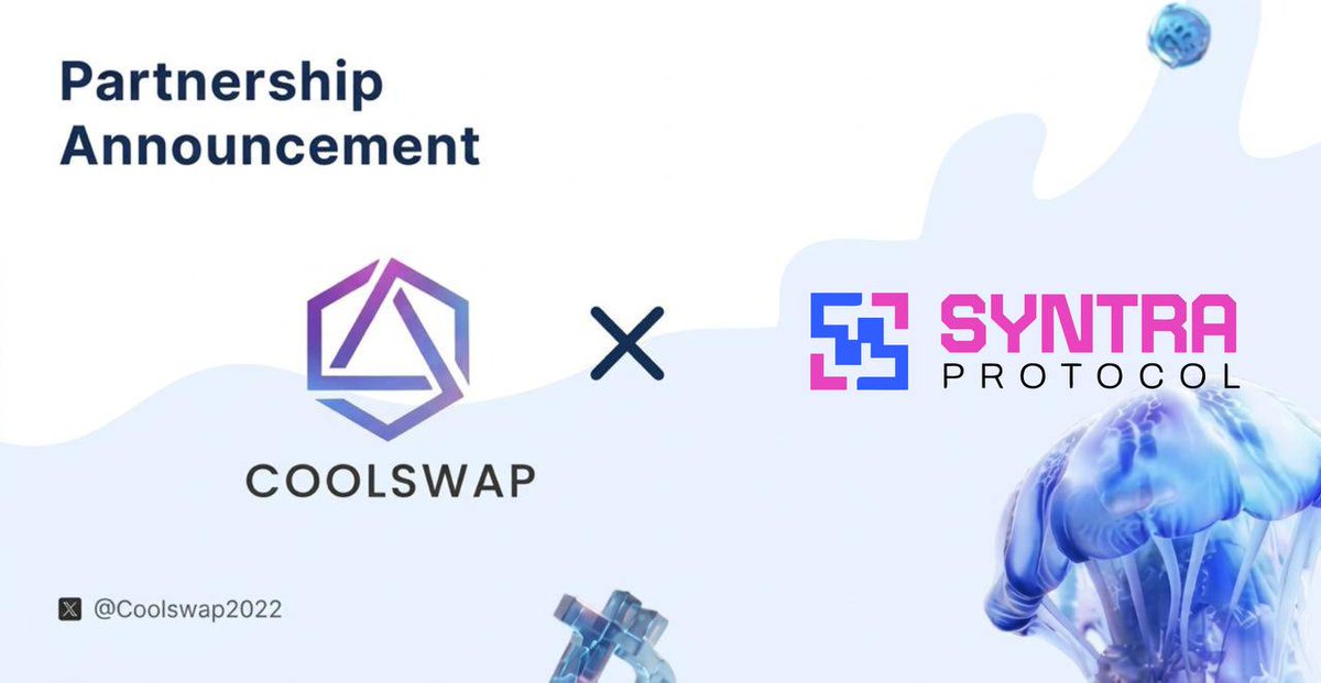 Coolswap2022's tweet photo. 🤝 CoolSwap is teaming up with @Syntra_Protocol !

🔗 Syntra connects Web3 ecosystems through omnichain infrastructure, intent-based execution &amp; smart routing.

🚀 One intent. Any chain. https://t.co/I3lqMOdwvY