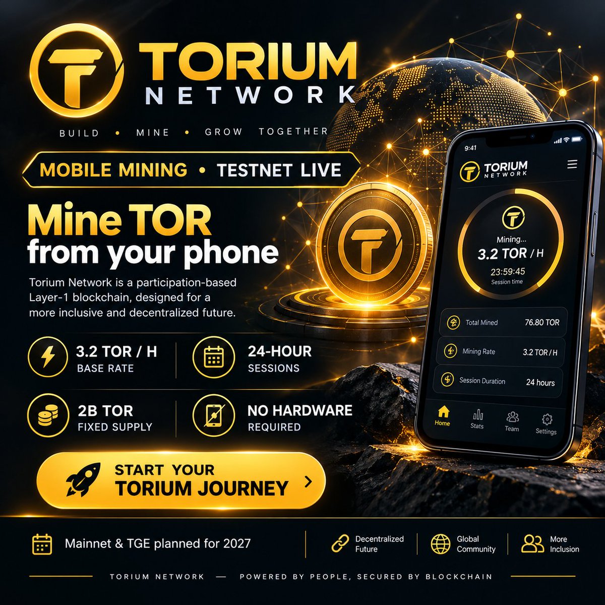 Johnson21660433's tweet photo. 🚀 TORIUM NETWORK — BUILDING THE FUTURE, ONE PHONE AT A TIME! 🌐
What if your phone could be your gateway into a growing blockchain ecosystem? 📱⚡
Torium Network is building a participation-focused Layer-1 blockchain where users can earn TOR through mobile participation, daily https://t.co/AofqP4kBd6