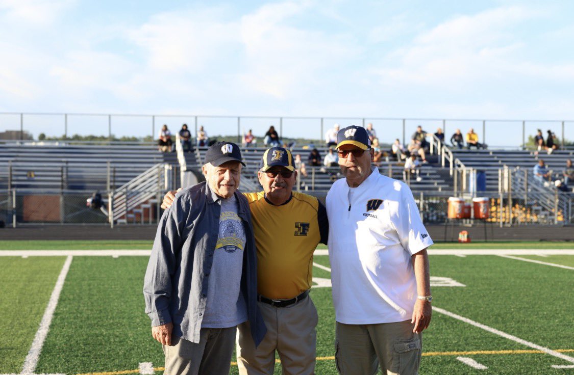BobGreenburg's tweet photo. THREE COACHING LEGENDS:
Farrell’s Lou Falconi and Wilmington’s Terry Verrelli and Bob Mitcheltree before last nights game.
📸 @TheSportsBoard https://t.co/3qRbkIqMhe