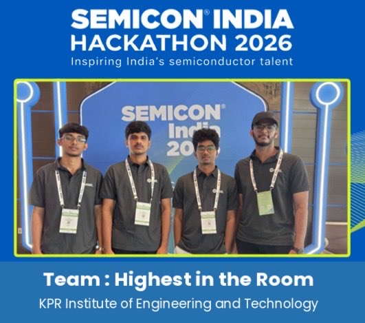 SEMIIndia's tweet photo. 🏆 Celebrating the #Hackathon2026 winners at #SEMICONIndia2026!

For the Applied Materials problem statement, Drift-Sense: AI-Powered Navigation-Error Recovery for Wafer Inspection Tools:
- Winner- 🥇 Team Bhoochadae from Vellore Institute of Technology
- Runner Up 🥈 Team Highest in the Room from KPR Institute of Engineering and Technology

For the KLA problem statement, AI-Based Restoration of Degraded Images for Semiconductor Inspection:
- Winner 🥇 Team Git Push and Pray from Indian Institute of Technology Madras
- Runner Up🥈 Team ForgeX from Vellore Institute of Technology

A celebration of innovation, AI and the next generation of semiconductor talent! 🚀

#SEMICONIndia2026 #Hackathon2026 #Semiconductor #AI #Innovation
