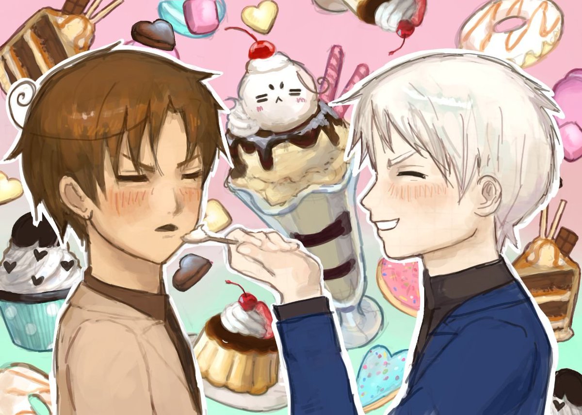 amino7571's tweet photo. a set of Prumano art, I don't have time for anything new yet #hetalia #prumano #nyotalia https://t.co/sL16W3lq2D