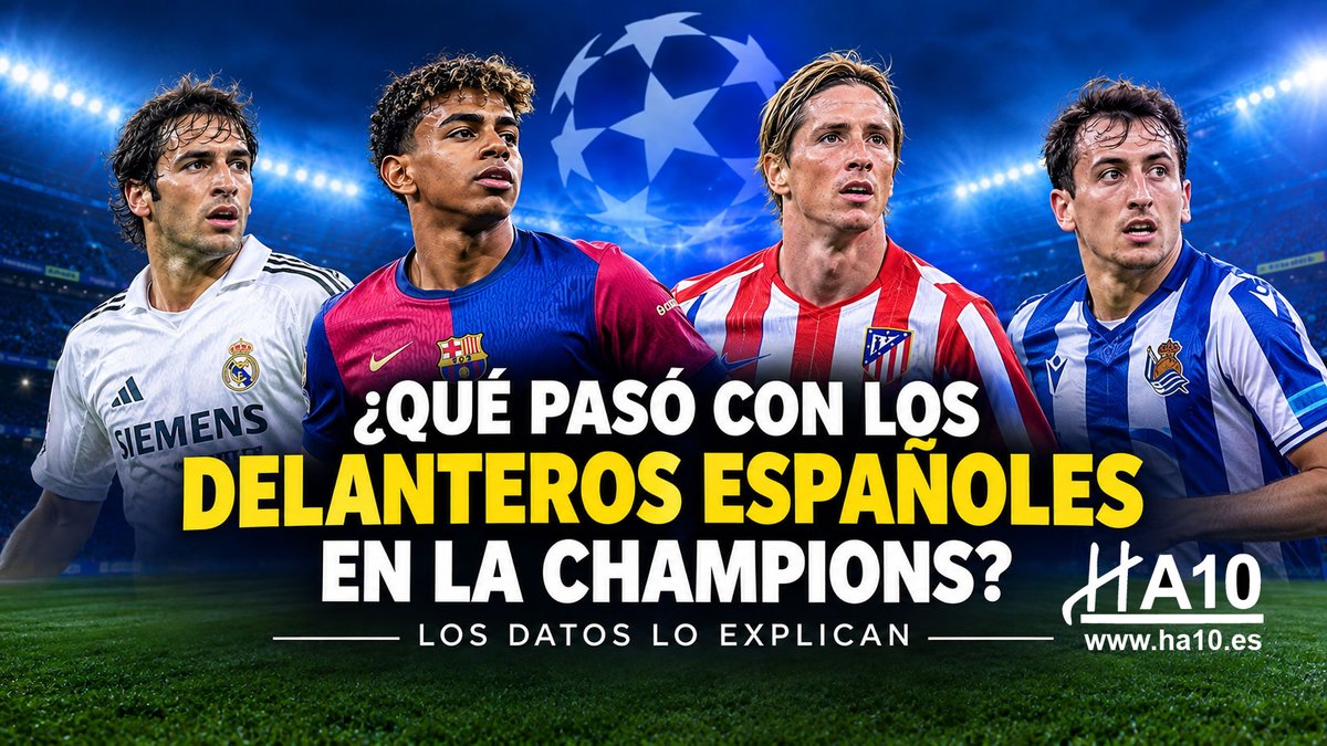 ha10_es's tweet photo. ¿Qué pasó con los delanteros españoles en la Champions? Los datos lo explican por @mafers041 en  @ha10tv https://t.co/UVmzv1RCUE / @rfef @ChampionsLeague #HA10 #ChampionsLeague #FutbolEspañol #DelanterosEspañoles #Champions #Futbol #RealMadrid #PacoGento #FutbolEuropeo https://t.co/h4fAzuOHy4