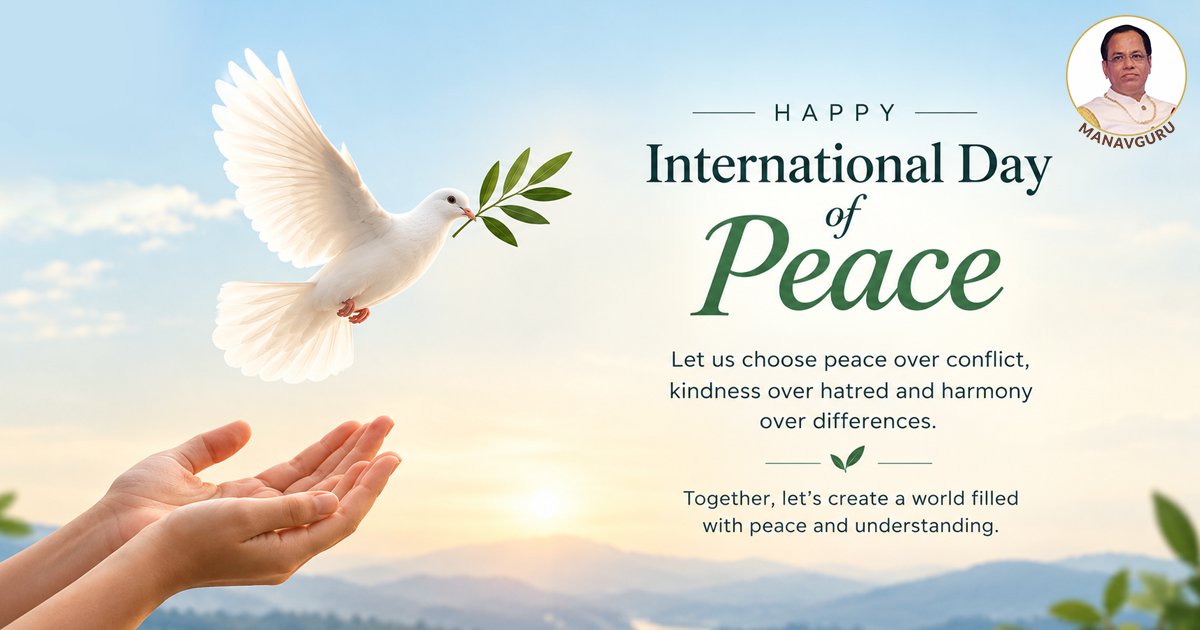 ManavGuruji's tweet photo. Happy International Day of Peace 🕊
#manavguru #manavguruji #peace #internationalpeaceday #internationalpeaceday2026 #internationaldayofpeace #internationaldayofpeace2026 https://t.co/dpPB2x2zDJ