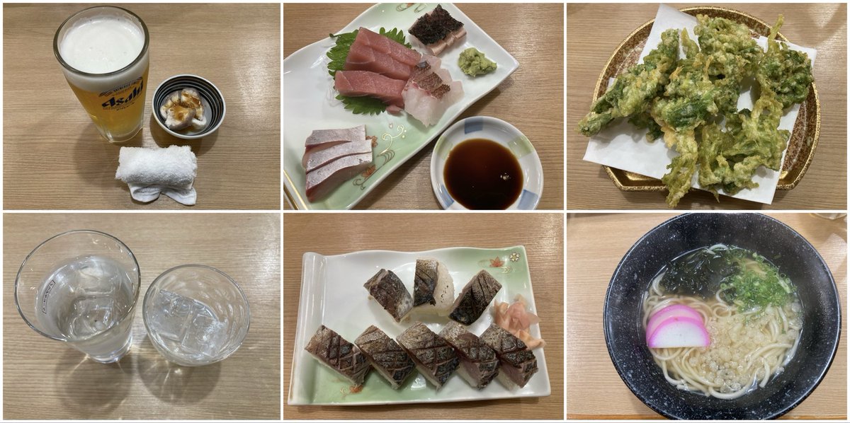 fuurai6211's tweet photo. 福江の夜！観光客向けと思わせて地元民も集うこちら…
仕事終わったお孫さんがシームレスで手伝いに来るの離島の酒場感あってほっこりした気持ちになるのよ？

アオサ天ぷらが絶品で流石黒板メニューと言うか✨
五島牛も箱フグも食べ逃した俺に鯖寿司だけが優しい♪
〆はこれしかないッ、五島うどん！ https://t.co/FiDdDW6B9e