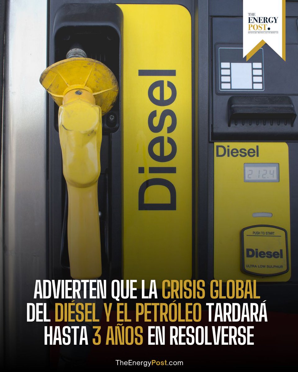 TheEnergyPost_'s tweet photo. 🇺🇸🇷🇺🇺🇦‼️ | La crisis energética provocada por los conflictos en Irán y Ucrania podría prolongarse entre dos y tres años debido al tiempo necesario para reparar la infraestructura dañada, advirtió Eric Smith, director asociado del Instituto de Energía de Tulane, a The Mirror US. Smith señaló que los ataques ucranianos han reducido drásticamente la capacidad de refinación rusa, obligando a Rusia a importar diésel e impulsando el precio promedio del diésel en EE. UU. a un récord de $6,40 por galón.