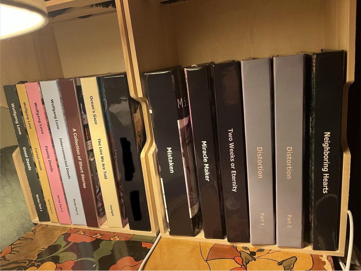 JinAlike_'s tweet photo. Actually insane I wrote all of this in less than 5 years. &amp; this doesn’t have my two longest stories (Avalanche &amp; good seeds—expensive to print cuz they are long but I will someday) but to see my work in physical form is crazy. Been so satisfying to have them. Honestly very proud https://t.co/MKH60U0GI1