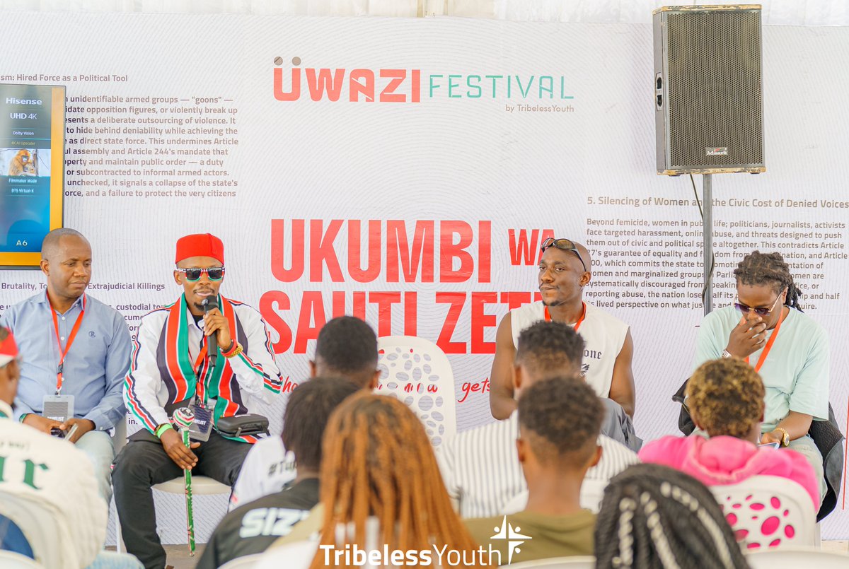 TribelessYouth's tweet photo. @WillieOeba  "Art is the greatest tool we can use to express ourselves and demand for a better Kenya."-Ukumbi wa Sauti Zetu

#UwaziFestival2026
#WhichWayKenya https://t.co/AD0miyjFBW