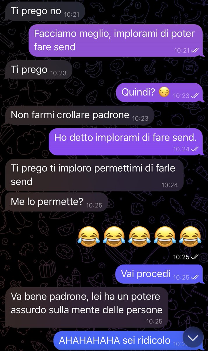 MasterKraos's tweet photo. Torna il master che dopo aver fatto tutti i versi degli animali, ora fa la cosa più umiliante per un cashmaster: farsi drenare 😂
Sentivo i suoi brividi mentre capiva che il suo destino ormai è segnato.
Schiavi ora sapete che un master a cui fate send, fa send a me 😈😂 https://t.co/GepCHNT7tK