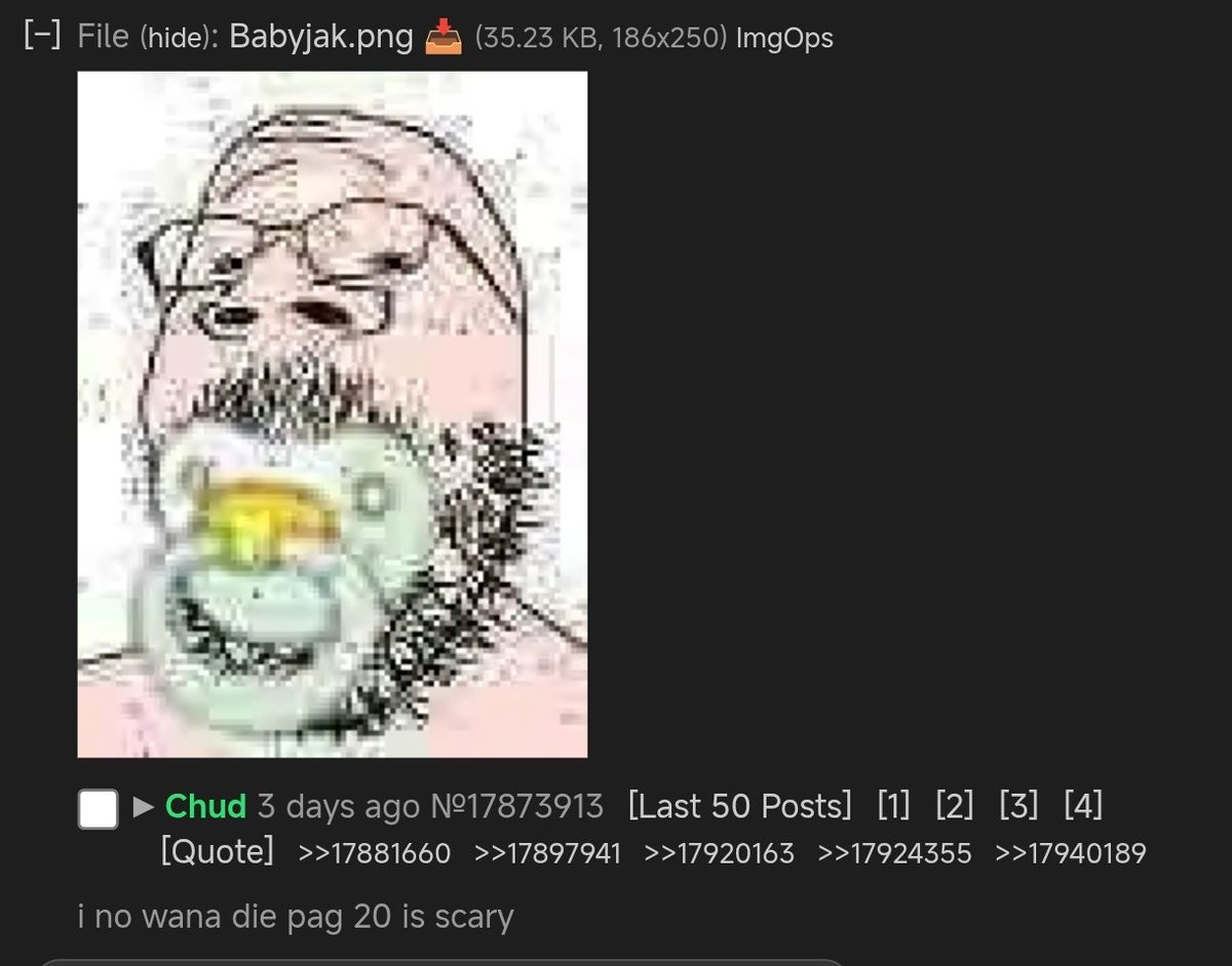 soyjakdotst's tweet photo. Throughout the past three days, soyteens have been dedicating their time to save a poor Babyjak from being slid out of /soy/. The thread amassed more than 300 replies. Nothing much else is happening. https://t.co/KR3gtL2KCD