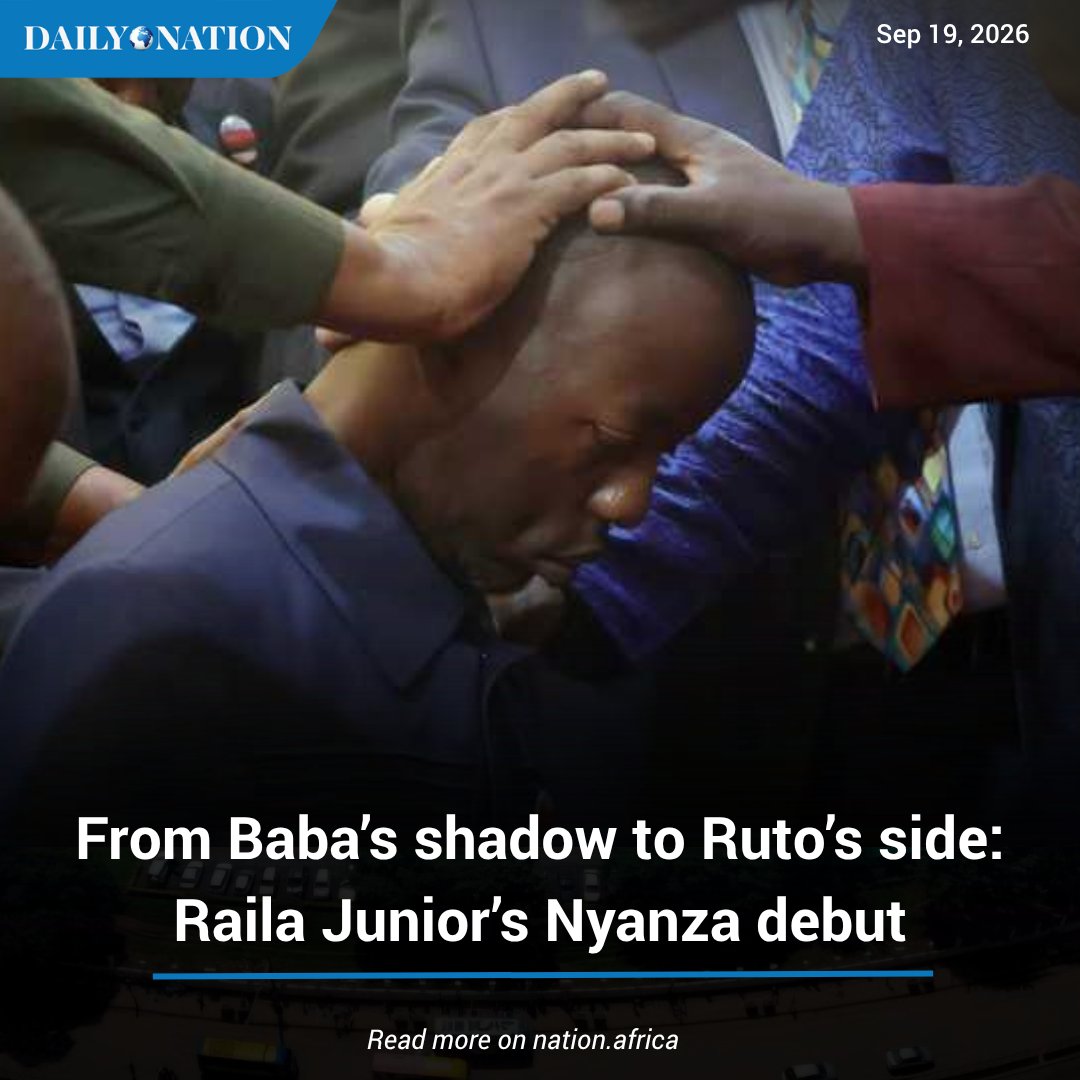 NationAfrica's tweet photo. In President William Ruto’s five-day tour of Luo Nyanza, one familiar face kept appearing close to the centre of power, and it was impossible to miss: Raila Kembo Odinga Junior.

Donning his late father Raila Odinga’s signature Kaunda suit and Panama hat, Junior was never far from the President’s side. He was there to receive Dr Ruto, launch projects and move with him from one rally stop to another across the region.

Read more: https://t.co/sT4UTdreo5