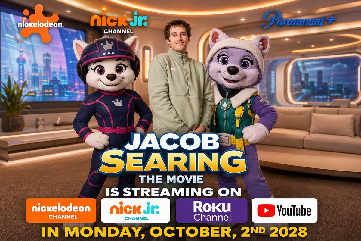 JacobSeari64137's tweet photo. @YouTube Jacob Searing:The Movie Will Be Coming In Monday, January, 4th 2028 To Theaters. Jacob Searing:The Movie Will Be Streaming On Nickelodeon Channel, Nick Jr. Channel, Roku Channel, YouTube, Paramount+. We’re Going To Invite Each Other Together https://t.co/Ew6J1T72U6