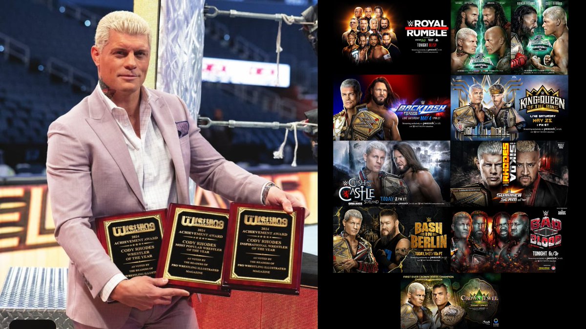 SunnyShem383's tweet photo. Hot take 🔥: 2024 Cody Rhodes is in the top 10 list of the greatest peaks of all time.
#codyrhodes #tripleh #wwe #streetfighter #wrestlemania #royalrumble #summerslam #prime https://t.co/S0sxAZjaII