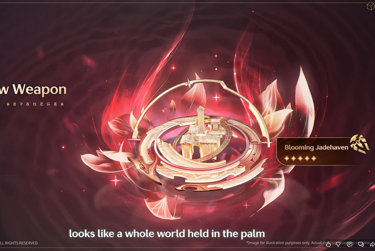 fatfluffypengu's tweet photo. Btw Hsin's signature was also teased quite a bit in her 3.7 song, 'jadehaven' I think refers to the 'yaotai' or jade terrace within her song which is a term for celestials and the heavenly/divine who watch over mortals from above. There is even a lyric in the song where she says:

掌心天地縱可遊
Even if I can roam across the world in the palm of my hand
不及真實溫熱
It cannot match the true feeling of living warmth

She can hold the entirety of Mengzhou's civilisation in her hand as an immortal, but she will still prefer the warmth of the mortal world.