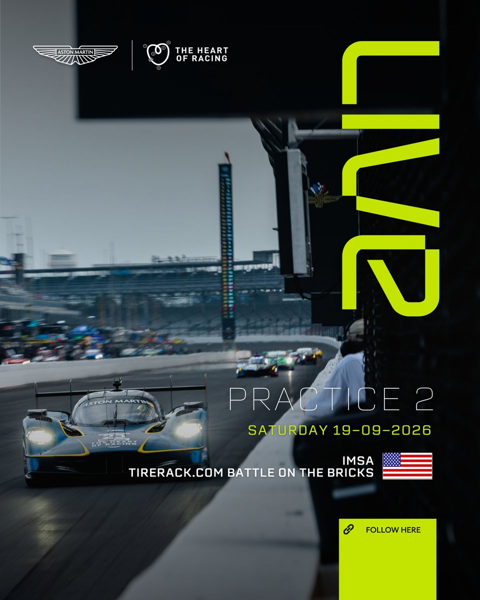 AMR_Official's tweet photo. It’s time for final practice at Indianapolis ⏲️

Follow the live timings from the session here: https://t.co/hUlfHcREvd

#AstonMartin #Valkyrie #Vantage #IMSA https://t.co/pfrlCuzCzd