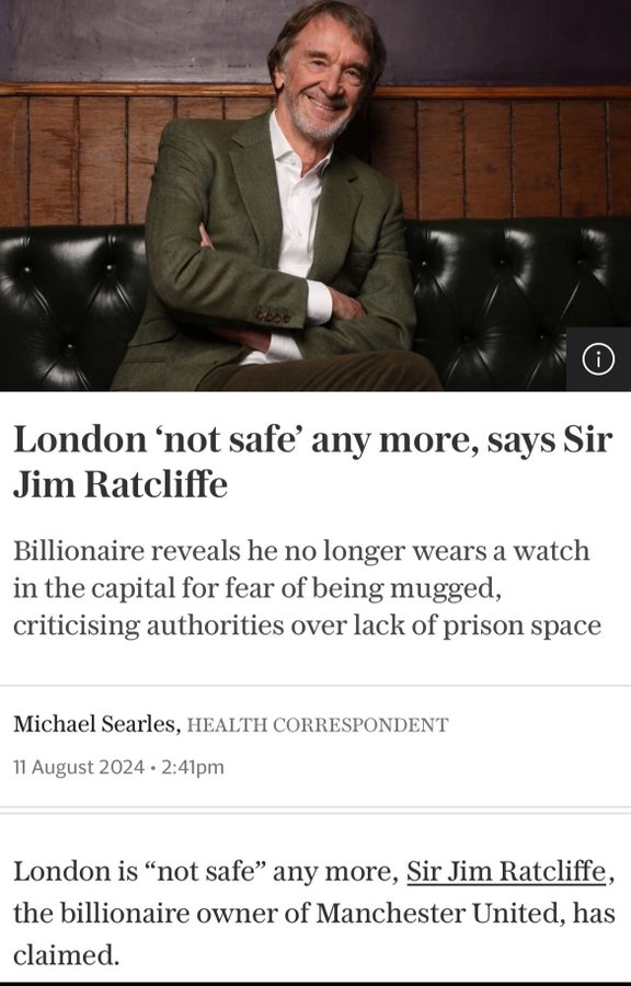 BladeoftheS's tweet photo. If Jim Ratcliffe wore 10 real £40,000 Rolex's on each arm, and they all got stolen, and he went into London every single day.

It would take him 5,000 days, 13.7 years, and 100,000 Rolex's to pay back the £4bn he has dodged in taxes. https://t.co/gx8JZf1EnX