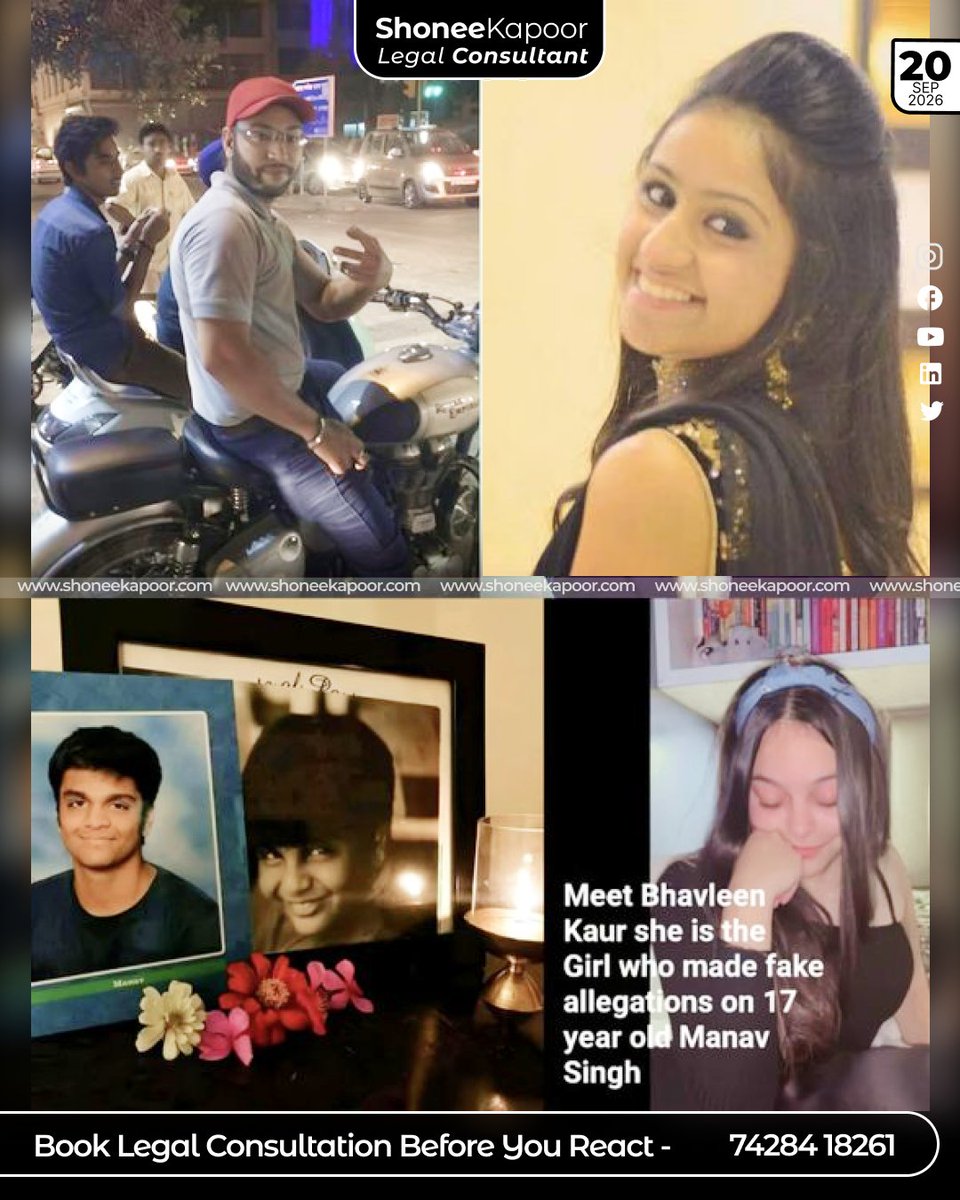 ShoneeKapoor's tweet photo. Jasleen Kaur accused Sarvjeet Singh of s*xual har@ssment and posted his face online. He was arrested and publicly shamed. Four years later, he was finally acquitted.

Bhavleen Kaur allegedly made a false online har@ssment accusation against 17-year-old Manav Singh. He d!ed by su!cide after the post spread. Kaur then reportedly posted that it was not her fault he could not handle the pressure.

No punishment for either woman has come to light. This is how cheaply men’s lives are treated in India. If the genders were reversed, would the outcome be the same?

Sources: Delhi High Court | @fpjindia
