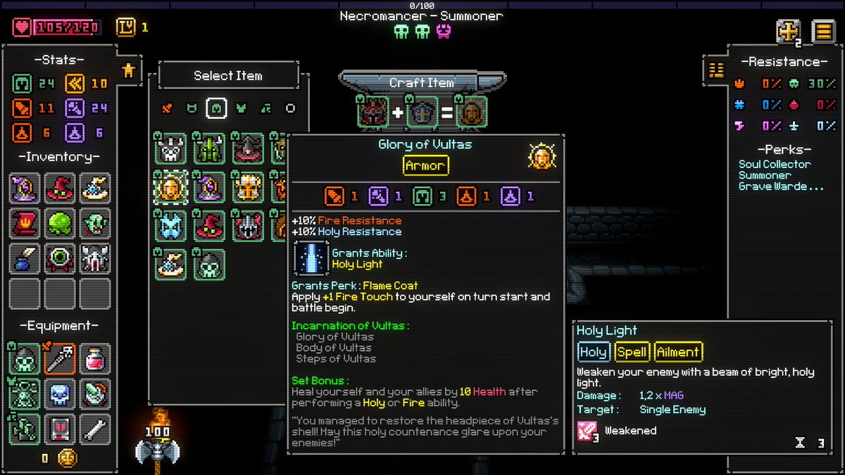 RPGamesDev's tweet photo. 📷Daily progress update: Crafting.
#TorchKeeper #IndieDev #PixelArt #Roguelike https://t.co/8B0QwOXJFS