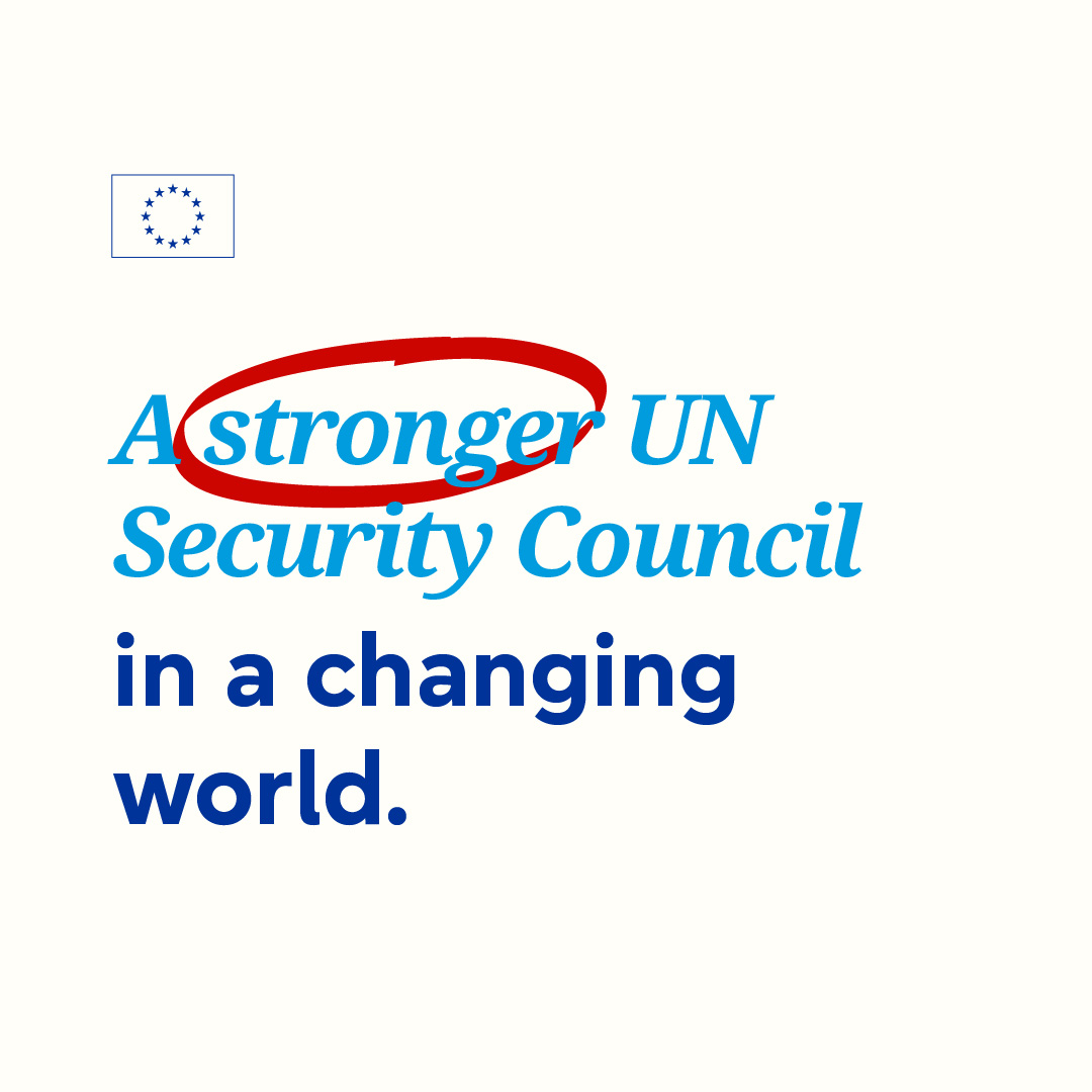eu_eeas's tweet photo. The UN Security Council was designed in 1945. Today's world looks very different.
The EU backs comprehensive reform of the UNSC to better reflect today's realities. We support a more effective, inclusive, democratic and accountable UNSC, with a stronger voice for underrepresented regions.