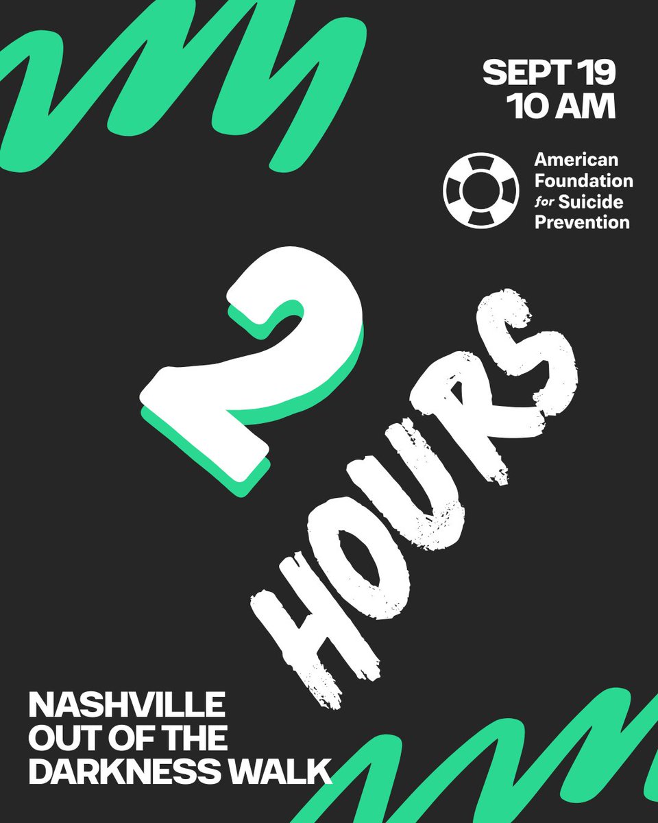AFSPTN's tweet photo. Just 2 hours left. Are you ready? Join us in Coffee County or Nashville starting at 10:00 AM. Go to https://t.co/u463iJsOXV or https://t.co/bg610nqAky to learn more, register, or donate today. Can't wait to see you all! https://t.co/WGj00eub7B