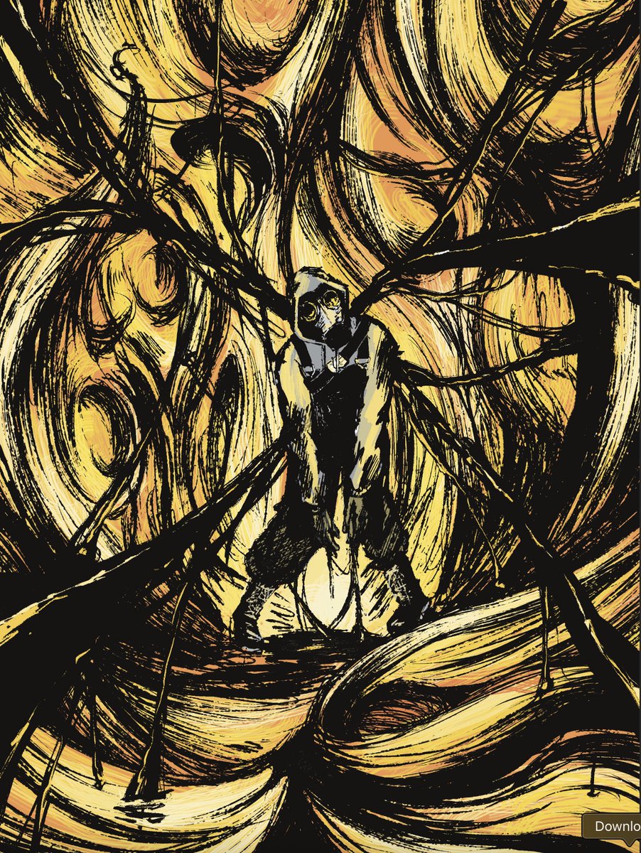 sludgebathcomic's tweet photo. You live in a mining city after god’s footstep compresses millions of humans into coal.

Impoverished, depressed and alone, you stumble across and merge with a mysterious, reality-warping substance in the mines. This “sludge” ignites on command and burn indefinitely. Survive. https://t.co/87jY71iBsb