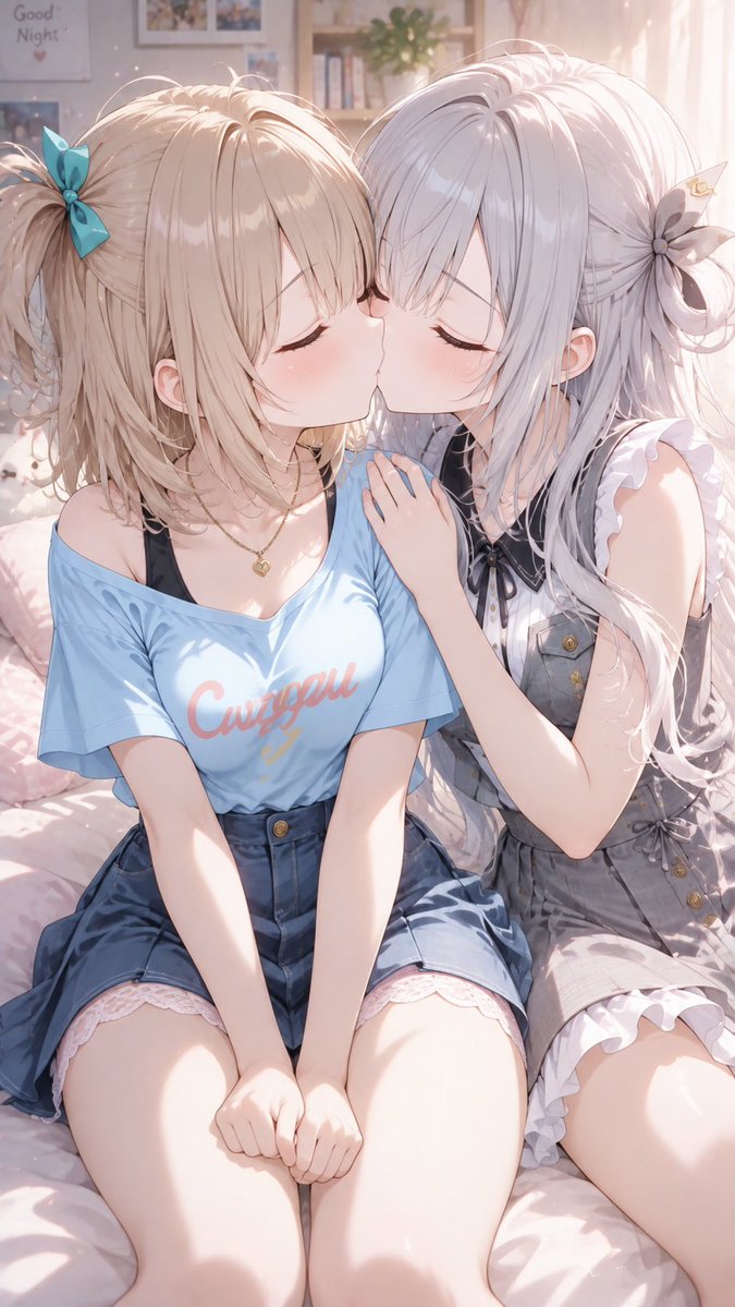 svHZdKjZWF37078's tweet photo. 仲良しな2人の尊いシリーズ♪
※直近のシリーズポスト3つほど見てもらえるとより尊さが伝わりますよ✨

夜の公園では途中で恥ずかしくなってしまった詩逢ちゃん、でも日曜日に遊びに来た椎名ちゃとお部屋でついに…💕

『し、椎名ちゃ…   んっ……』

（あくまで別の世界線のお話ですので💦） https://t.co/zbj1SKLpvW
