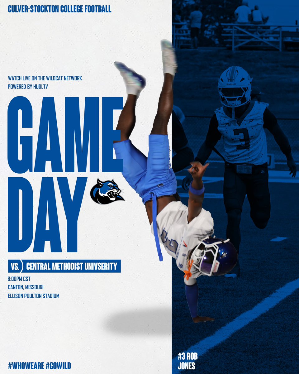 CSCwildcatsFB's tweet photo. Time to go flippin’ on the birds as your Wildcats take on the Eagles

🏈: vs. Central Methodist
📍: Canton, MO
⏰: 6:00 p.m. CST
📺: https://t.co/Z4731D3P8t
🧑‍💻: https://t.co/7UAxxqx0bn https://t.co/QdAMXqY8rv