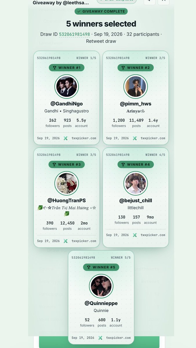 leethsanty's tweet photo. C trả kết quả GA nha, 5 bạn có tên dưới ib c nhận nha. 
@GandhiNgo @pimm_hws @HuongTranPS @bejust_chill @Quinnieppe 

Cảm ơn cả nhà đã tham gia, hẹn tiếp lần GA sau 😁

PERTHSANTA NIHON ICHINICHI 

#PerthSantaXFanday33inOSAKA https://t.co/3ow1TL5MrC