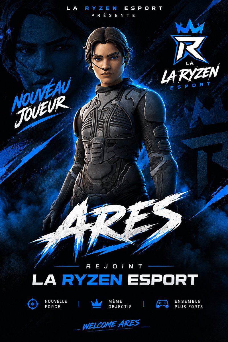 RznEsportfr's tweet photo. Nous sommes fiers de vous annoncer l’arrivée d’un nouveau joueur au sein de la RYZEN ESPORT ! 💙

Un nouveau talent rejoint nos rangs avec un objectif commun : progresser, performer et aller toujours plus loin ensemble. 🏆

Bienvenue dans la famille @D4RK_ARES 💙
#rznwin https://t.co/0hBGWwxzZt
