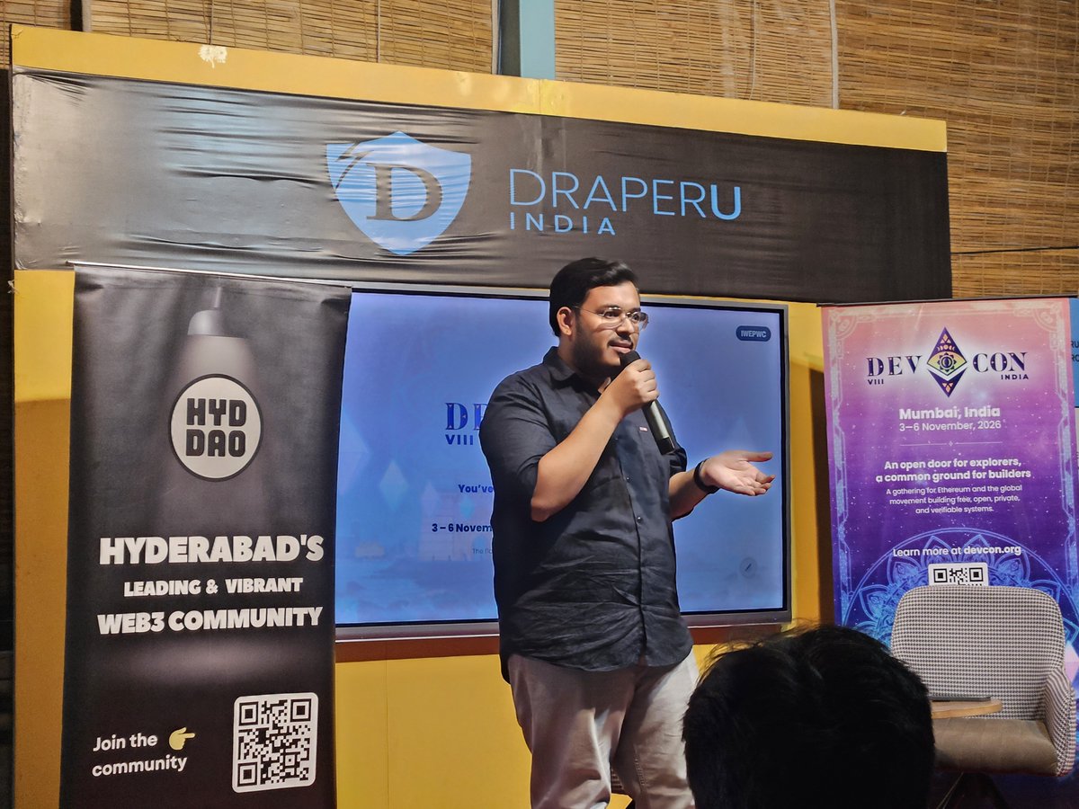 codelox_13's tweet photo. Attending Devcon meetup by @hyderabaddao
Excited to learn more about web3 and building with ETH
@EFDevcon @ETHGlobal @0G_Foundation @0G_labs https://t.co/fHNdXJ9MXP