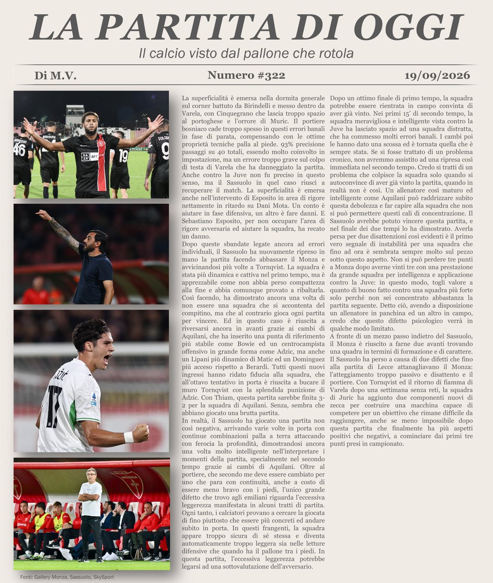 MV_05_'s tweet photo. #SerieA #MonzaSassuolo Il #Sassuolo di #Aquilani deve lavorare sull'aspetto mentale e può farlo. Il #Monza ora può pensare di lottare per salvarsi, con un #Juric che personalmente non stimo ma che sta costruendo una squadra abbastanza organizzata seppur povera tecnicamente. https://t.co/ijLVF6MGMA