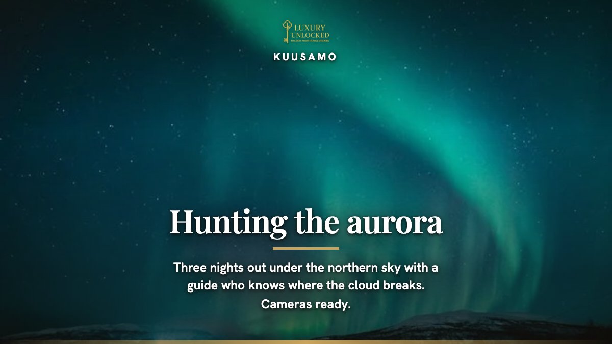 luxury_unlocked's tweet photo. Finland in winter, eight days. 

Helsinki, then the night train north.  
Three nights hunting the aurora from Kuusamo, Santa Claus Village on the Arctic Circle, and a reindeer sleigh through silent forest. https://t.co/b9nAsioxNj