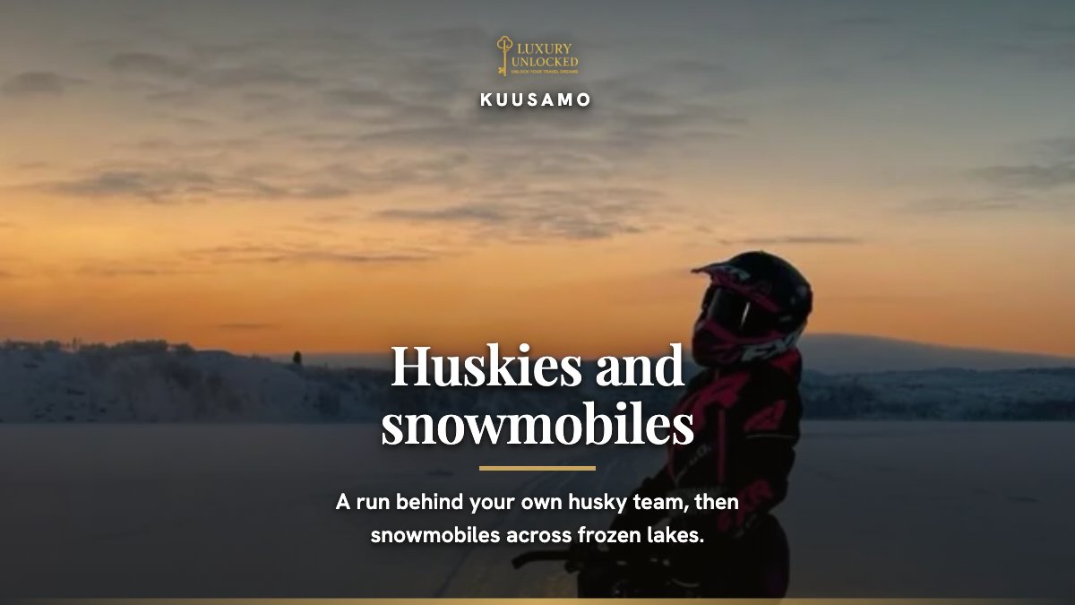 luxury_unlocked's tweet photo. A husky team, snowmobiles across frozen lakes, a glass igloo above the Oulanka river, and polar bears at Ranua before the sleeper train south.  

Reach out now to join the tour. Starts from December to March https://t.co/2S2bh4auTu
