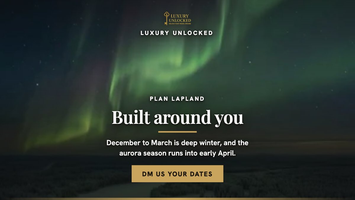 luxury_unlocked's tweet photo. A husky team, snowmobiles across frozen lakes, a glass igloo above the Oulanka river, and polar bears at Ranua before the sleeper train south.  

Reach out now to join the tour. Starts from December to March https://t.co/2S2bh4auTu